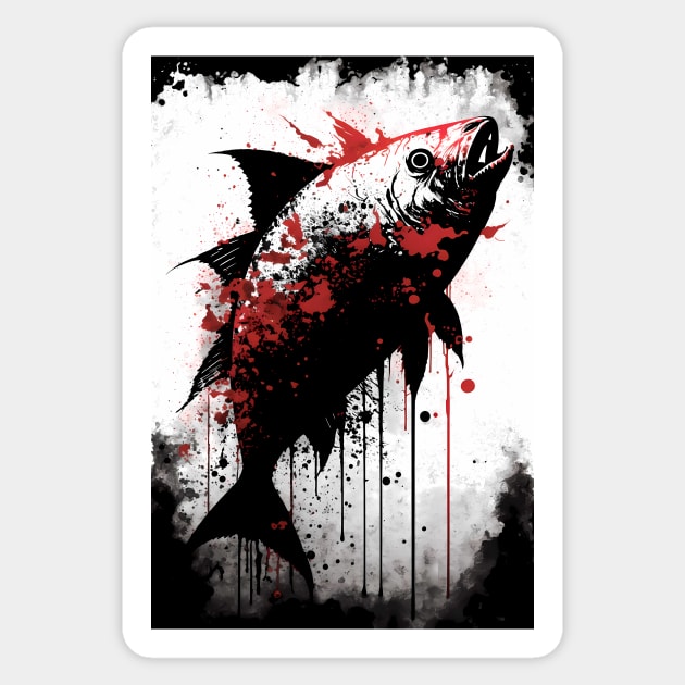 Pacu Fish Ink Painting Sticker by TortillaChief